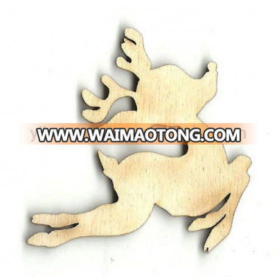 unfinished Christmas decoration laser cut reindeer shape wood ornament